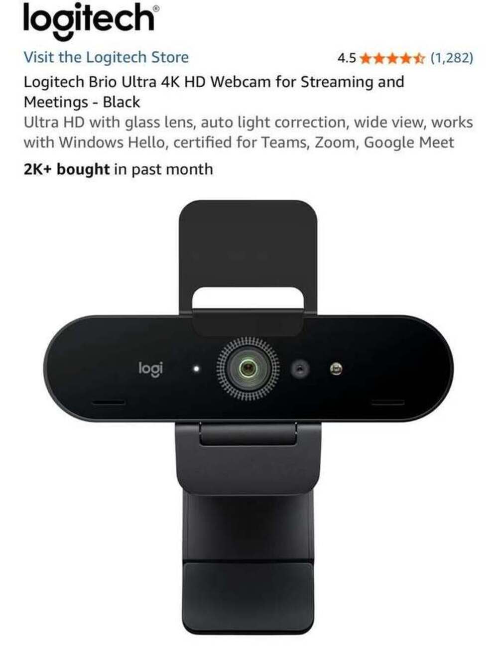 Logitech Brio 4K Ultra HD Webcam